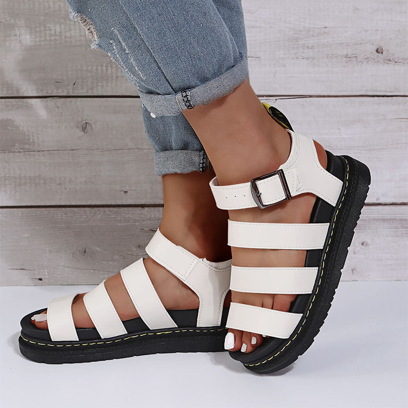 Buckle Sandals Flat Platformthick Shoes