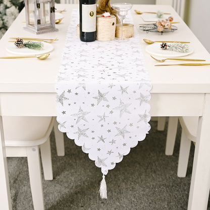 Chemin de table blanc bronzant en tissu pour la maison