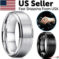 Silver Brushed Tungsten Carbide Men's Ring Sizes 5-17 + Half