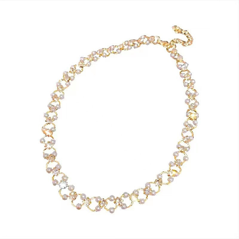 Collier ras-du-cou personnalisé en perles tressées courtes pour femme de style français