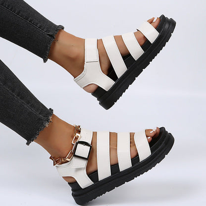 Buckle Sandals Flat Platformthick Shoes