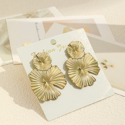 Fashionable Metal Sequin Large Earrings For Women's Personalized Flowers