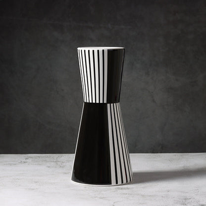Black And White Striped Geometric Ceramic Vase Flower Ornaments