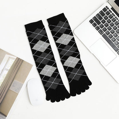Men's Business High Toe Diamond-shaped Small Dot Vertical Bar Solid Color Socks