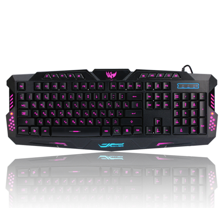Ensemble clavier de jeu filaire J10 rétroéclairé tricolore, souris de jeu lumineuse colorée, clavier russe