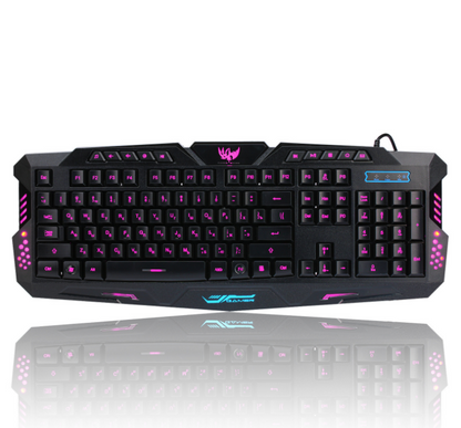 Ensemble clavier de jeu filaire J10 rétroéclairé tricolore, souris de jeu lumineuse colorée, clavier russe