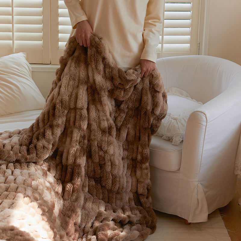 Manta de felpa LuxuryRabbit de piel gruesa para invierno