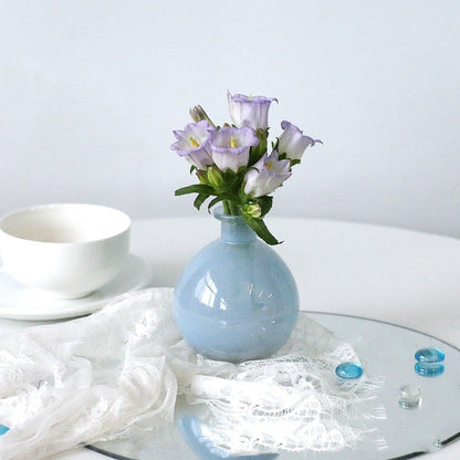 Morandi Glass Vase – White & Blue Decorative Flower Vase for Living Room, Dining & Home Decor