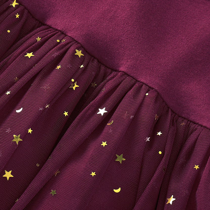 Long sleeve solid color pleated skirt