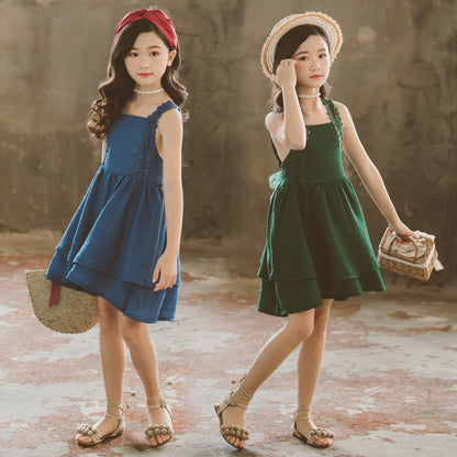 Western style all-match sleeveless long skirt