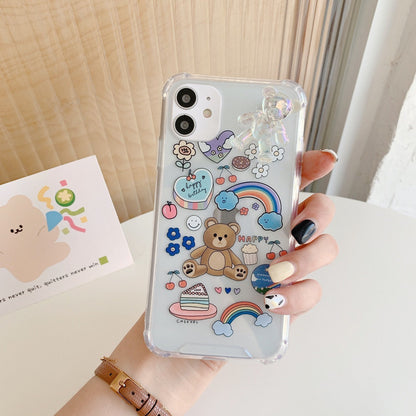Bear Chain Protective Phone Case with Lanyard