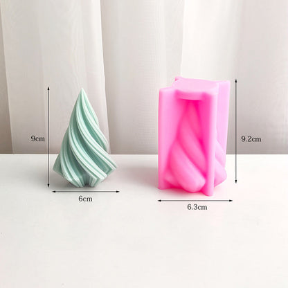 Large Rotary Cone Candle Mold DIY Christmas Tree Geometric Striped Soap Aromatherapy Resin Plaster Making Mould Home Decor Gift