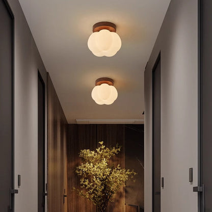 Pumpkin Flush Mount Ceiling Light Modern Round LED Ceiling Lamp