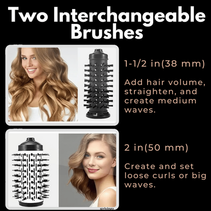 Ionic Rotating Hot Air Brush Hair Styler Dryer with 2 Brush Heads