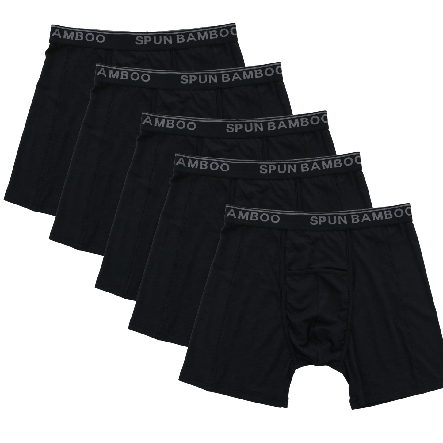 Men’s Bamboo Boxer Briefs 5-Pack – Soft, Breathable, Underwear with All-Day Support (Black)