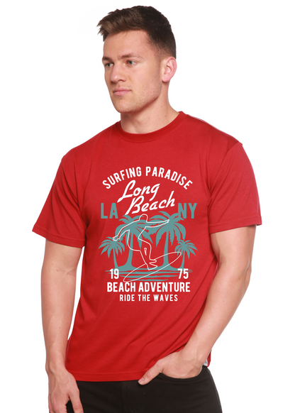 T-shirt graphique à manches courtes en viscose de bambou et coton biologique pour homme Beach Adventure