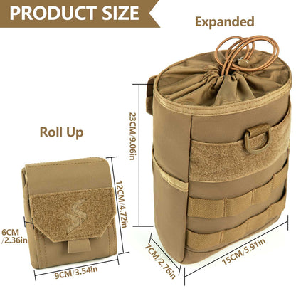 Tactical Dump Pouch Molle Storage Bag Tactical Waist Bag, Drawstring Folding Magazine Dump Bag