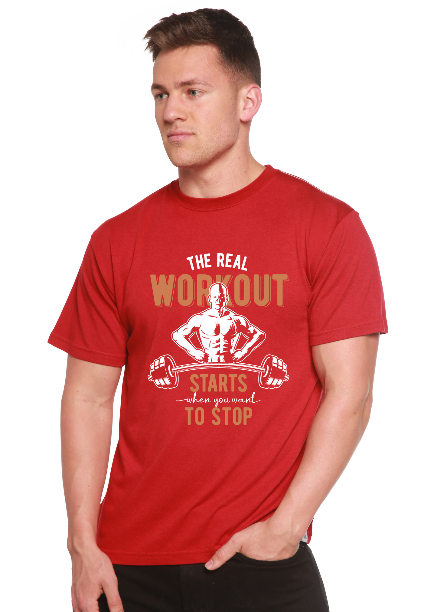 T-shirt graphique à manches courtes en bambou viscose/coton biologique The Real Workout pour hommes