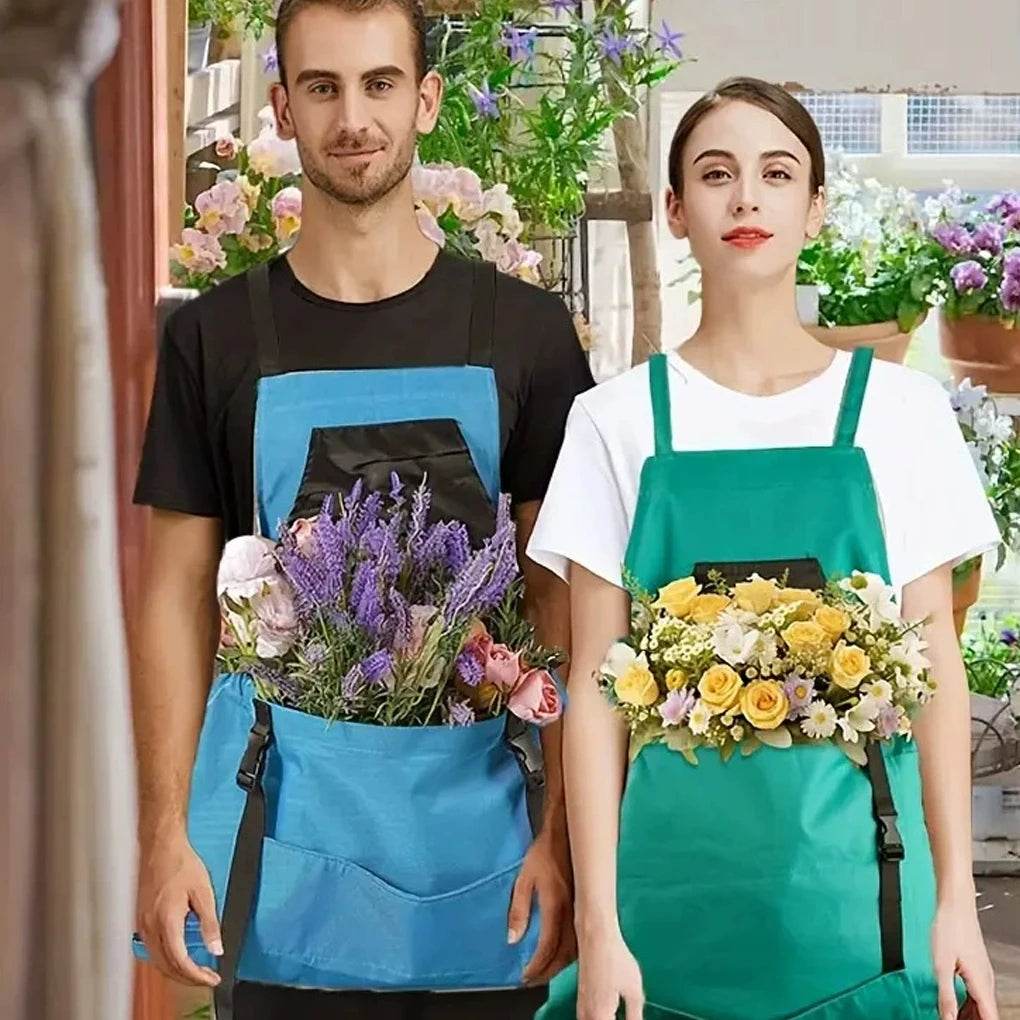 Cross Back Apron with Deep Kangaroo Pockets