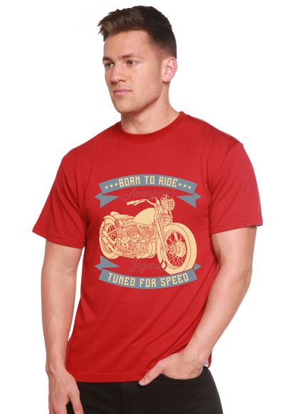 T-shirt graphique à manches courtes en viscose de bambou et coton biologique pour homme Born To Ride American Legend