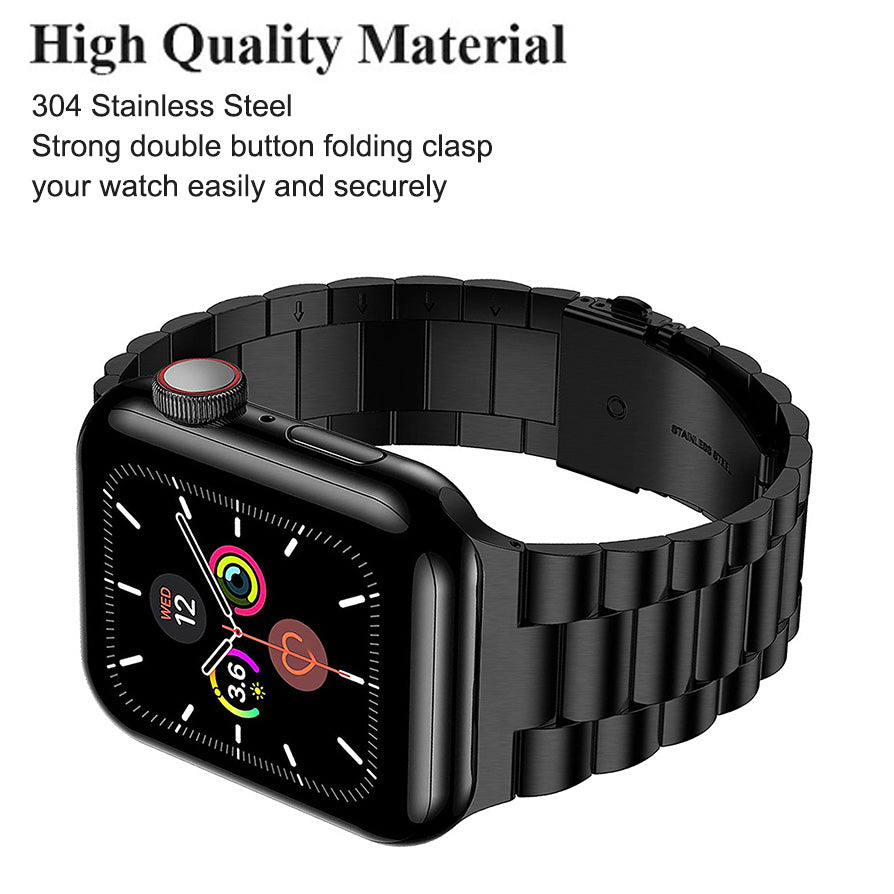 Classic Stainless Steel Metal Slim Band for Apple Watch, Black