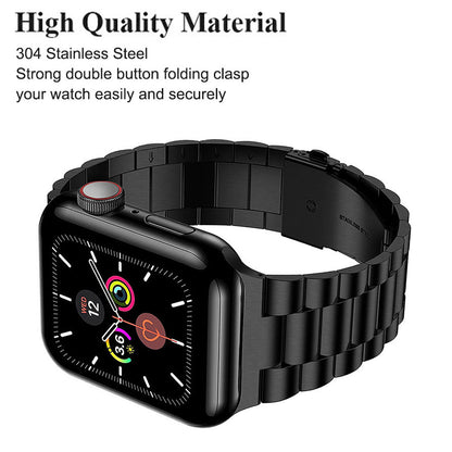 Classic Stainless Steel Metal Slim Band for Apple Watch, Black