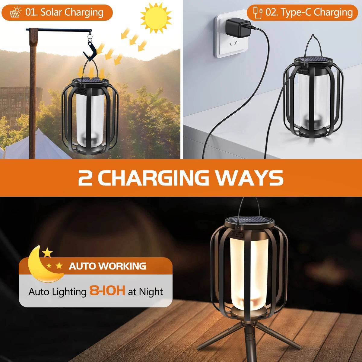 Flickering Firelight Lantern – Weatherproof & Wireless for Outdoors!