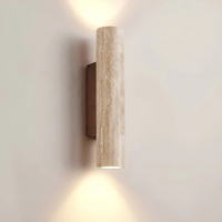 Modern Travertine Marble Cylinder LED Wall Sconce Warm White