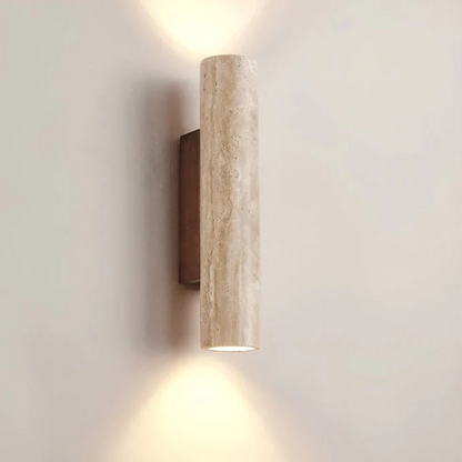 Modern Travertine Marble Cylinder LED Wall Sconce Warm White
