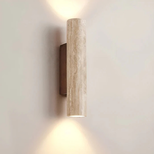 Applique murale LED cylindrique en marbre travertin moderne blanc chaud