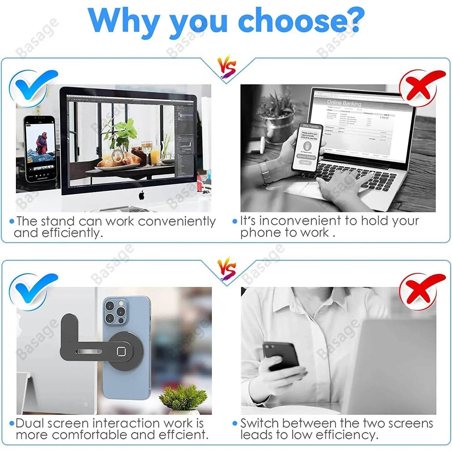 Foldable Magnetic Laptop Phone Holder – Aluminum Side Mount Clip