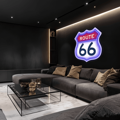 Route 66  Plexiglass Neon Art, Route 66   Neon Sign, Neon Light Sign, Neon Wall Art