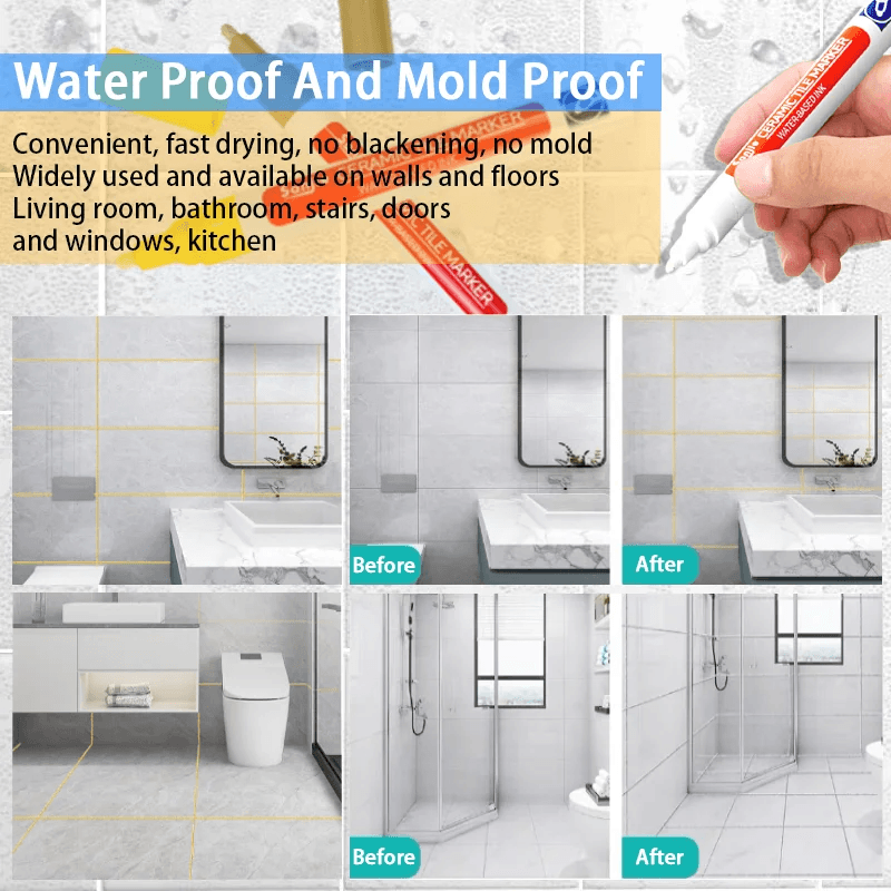 Waterproof Grout Filler Pen for Tile Repair – 1 PCS