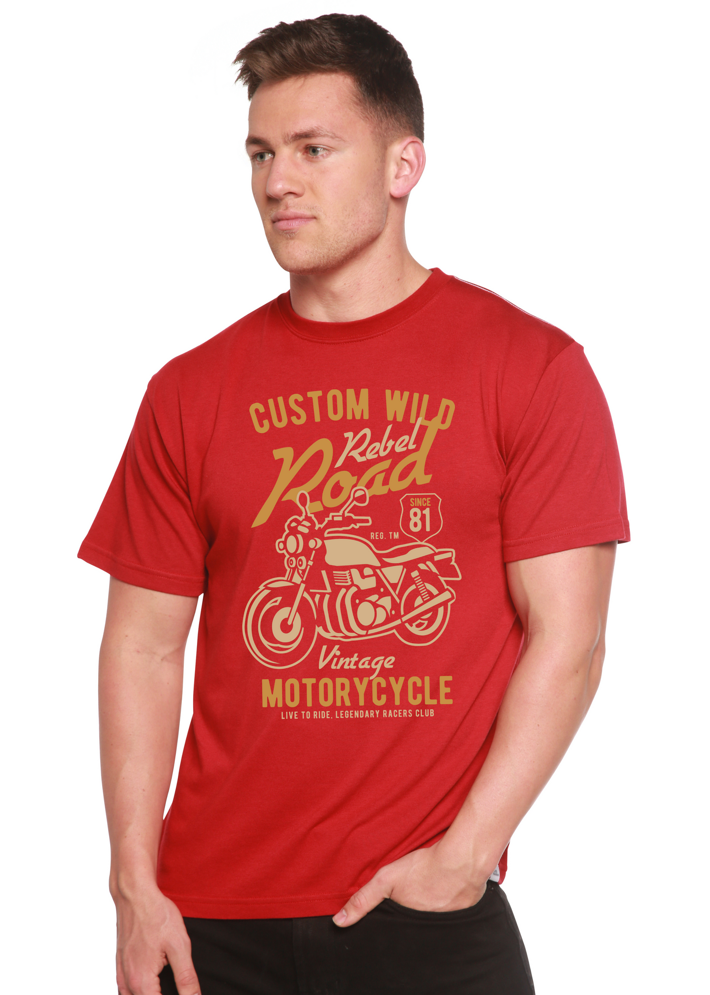 T-shirt graphique à manches courtes Custom Wild pour homme en bambou, viscose et coton biologique