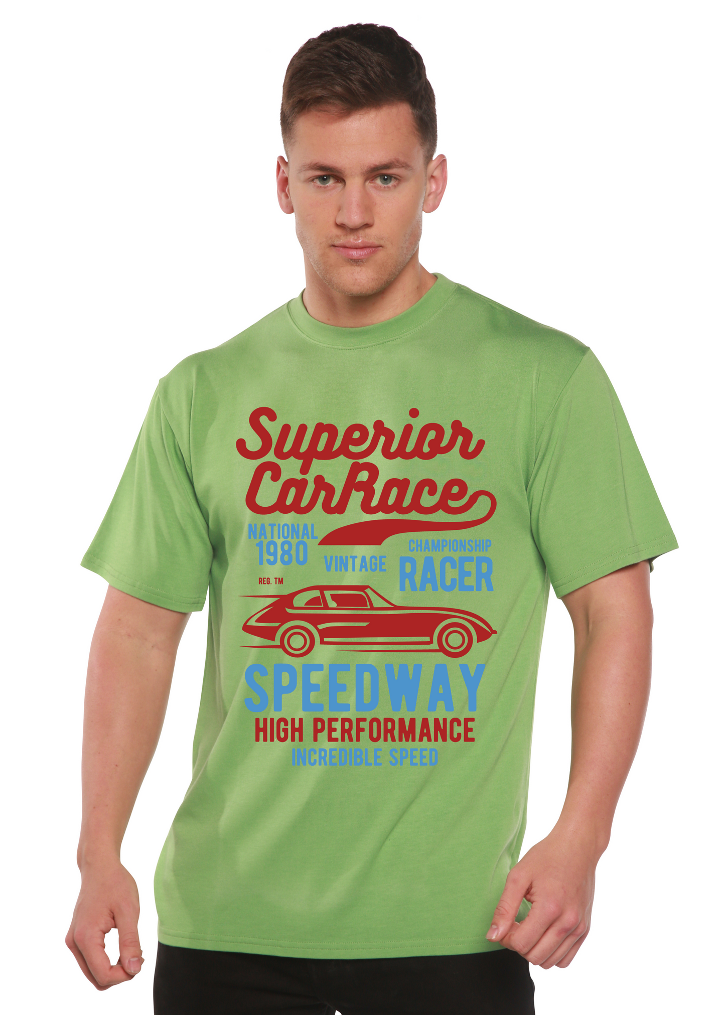 T-shirt graphique à manches courtes en viscose de bambou et coton biologique pour homme Superior Car Spun Bamboo®