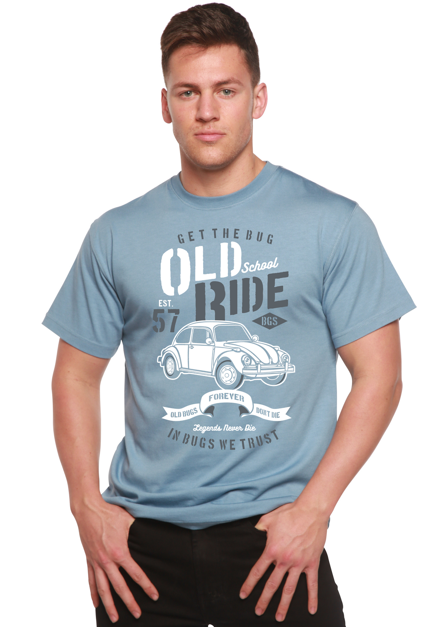 T-shirt graphique manches courtes Old School Ride Spun Bamboo® pour homme en viscose de bambou/coton biologique