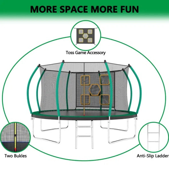 14FT Trampoline with Enclosure & Ladder – ASTM Approved