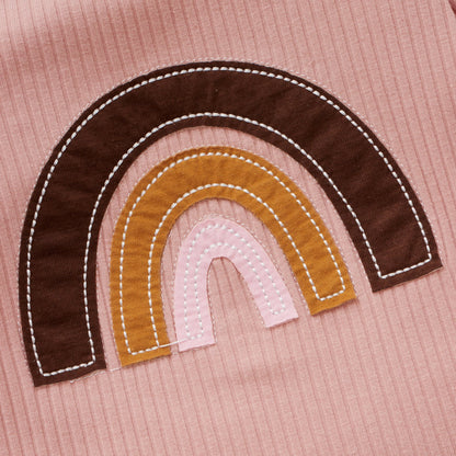 Ensemble Fille Sportif Pull à Manches Longues sans Capuche en Coton Arc-en-ciel et Pantalon