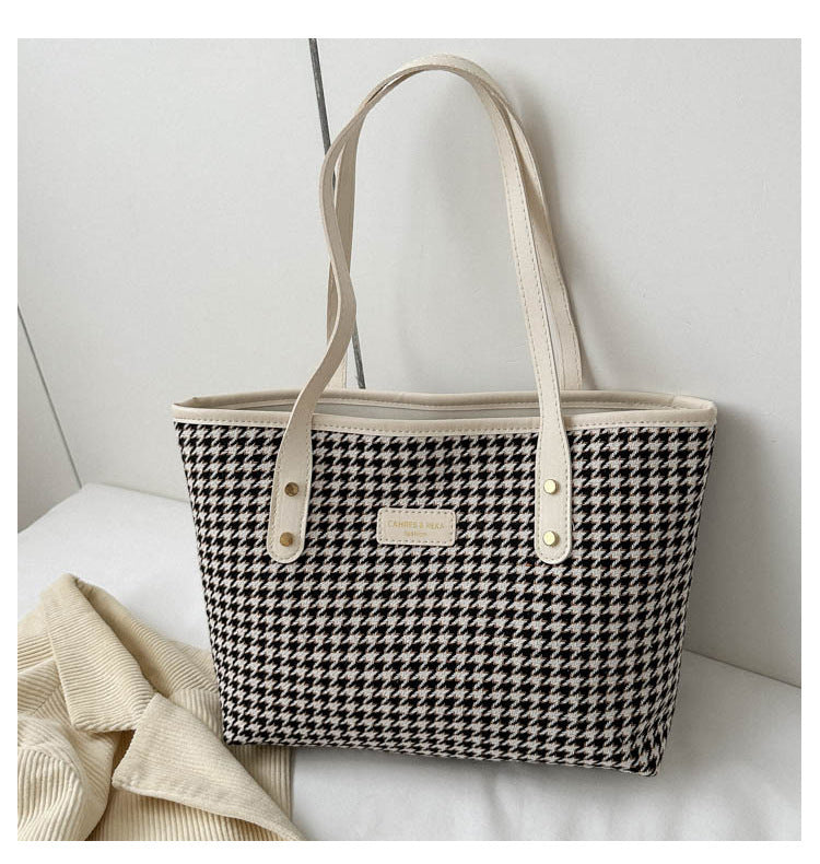 Bolso de Hombro de Pata de Gallo Moda Invierno Bolsos de Desplazamiento Bolsos Grandes de Mujer Bolsos de Compras Informales