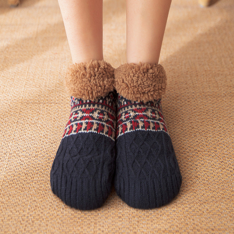 Chaussettes d'intérieur antidérapantes chaudes pour hommes et femmes, idéales pour l'automne et l'hiver