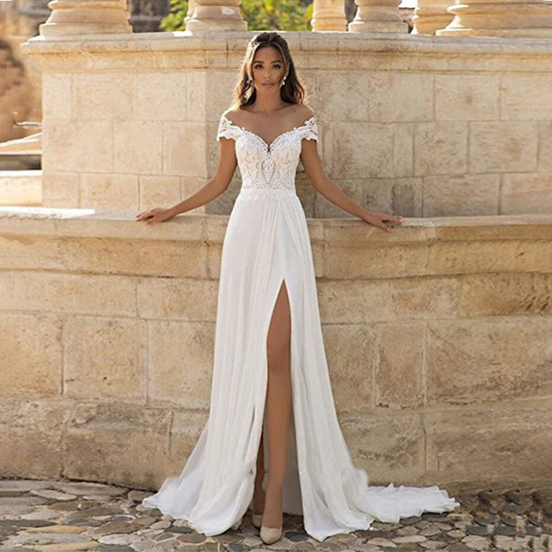 Robe de mariée grande taille avec applique pour femme