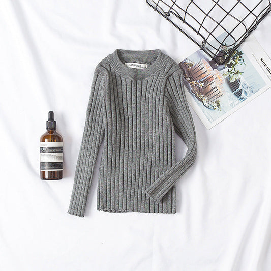 Pull ajusté en coton à col rond pour le printemps et l'automne