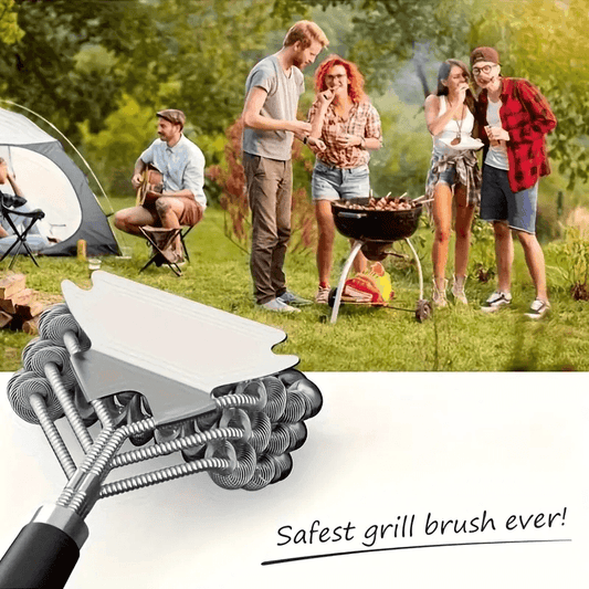 Cepillo de limpieza para barbacoa de acero inoxidable antiadherente con cerdas seguras