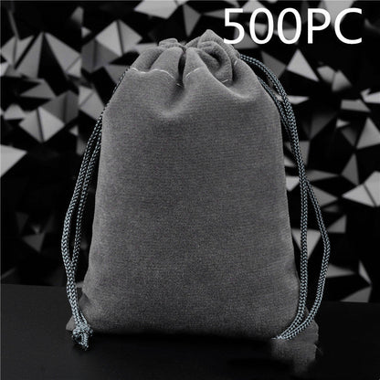 Pochette à Bijoux en Flanelle Unie avec Cordon de Serrage