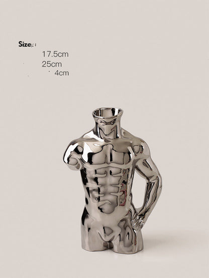 Body Art Vase Plating Ceramic Silver Floral Home Decoration Decoration