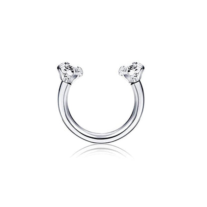 Round Zircon Horseshoe C Bar Nose Ring