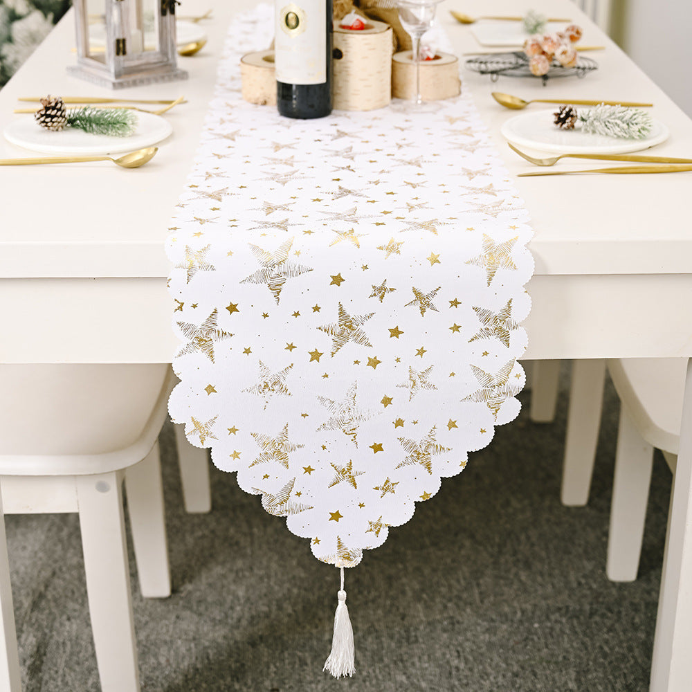 Chemin de table blanc bronzant en tissu pour la maison