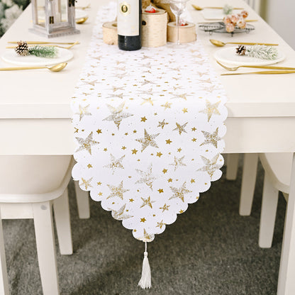Chemin de table blanc bronzant en tissu pour la maison