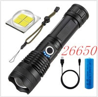 Lampe de poche puissante, rechargeable, zoom avec affichage de la puissance, ultra lumineuse et portable pour l'extérieur