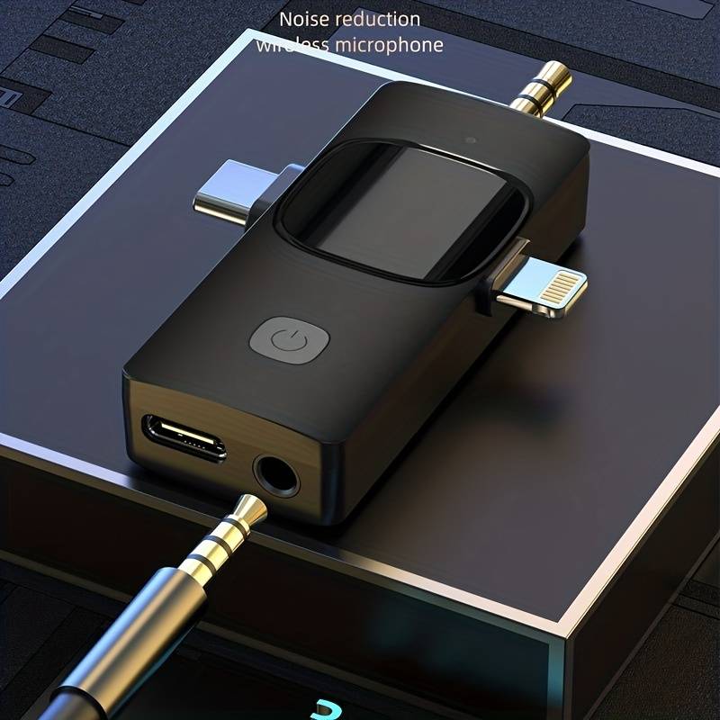 Microphone-cravate sans fil pour iPhone - Téléphone Android Appareil photo Ordinateur portable Double microphone-cravate sans fil - Latence ultra-faible 2,4 G, filaire, Plug & Play, réduction du bruit